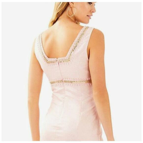 Lilly Pulitzer Karter Glisten Fan Jacquered Shift Dress in Paradise Tint Size 2 - Picture 9 of 9